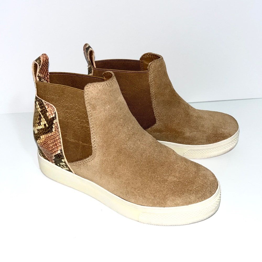 Dolce Vita‎ Snakeskin Wander Booties Shoes Taupe Brown Suede Western Size 6.5